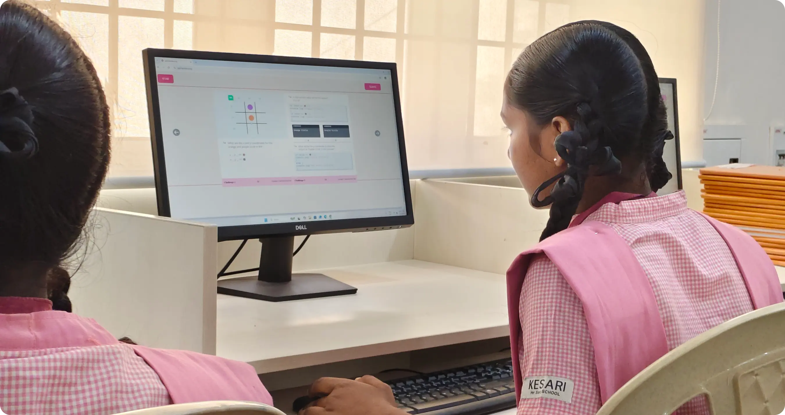 Girl is working on the the computer